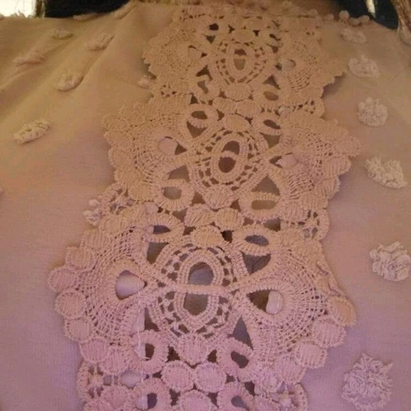 CONTRAST LACE BLUSH POLKA DOT GLAMOROUS DRESS - Picture 16 of 16